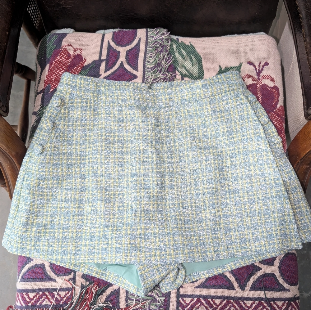 Sedge Stylish Tweed Women Skort in Blue and Yellow